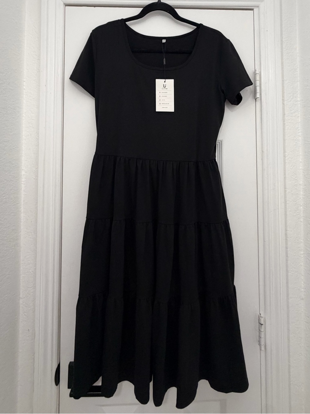 Classic Black Tiered Midi Dress